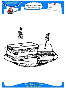 Çocuklar İçin Sandwich Boyama Sayfaları 